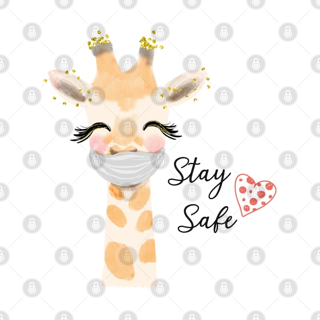 Stay Safe, Giraffe Face mask by Royal7Arts