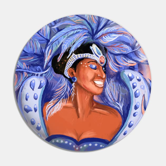 Afro Girl Celebrating Carnival Fashion Print by Cindy Rose Studio Pin by cindyrosestudio