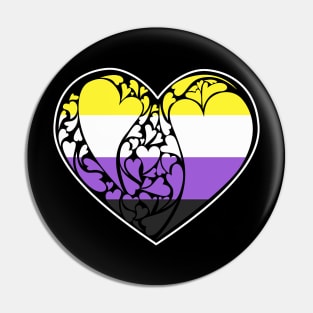 Nonbinary Flag LGBT+ Heart Pin