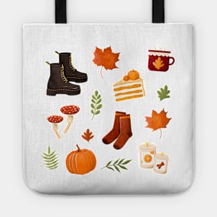 Autumn cozy warm colors illustration sticker sheet Tote