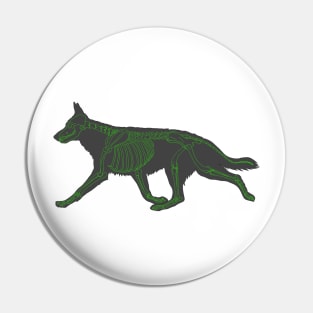 Halloween Design - Dog Skeleton Green Pin