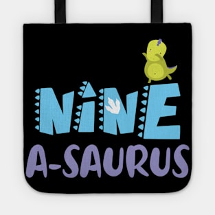 Family Dinosaur Matching 9th Birthday Nine-A-Saurus Gift For Boys Kids toddlers Tote