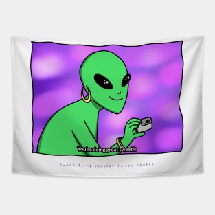 AlienHub: Just doing regular humain stuff Tapestry