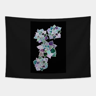 Succulents in Watercolor with a black background Tapestry