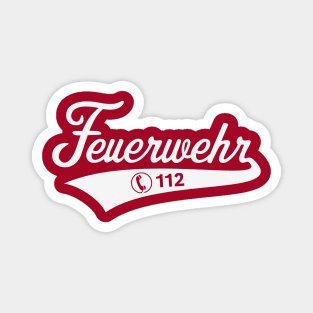 Feuerwehr Tel. 112 (Notruf / Feuerwehrmann / White) Magnet