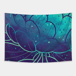 aqua blue peony Tapestry