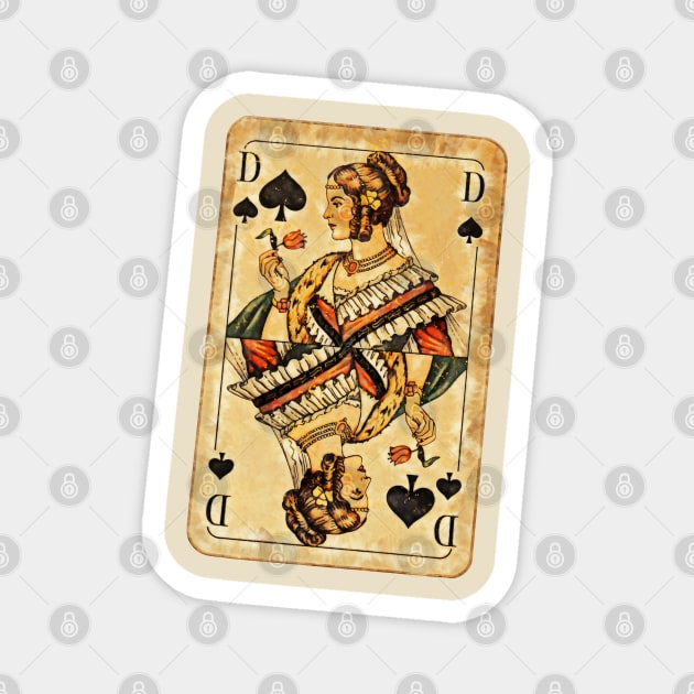 retro vintage cross lady playing card Magnet by BAJAJU