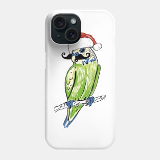 Christmas budgie with moustache Phone Case