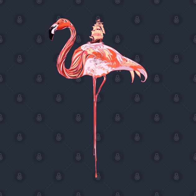 Flamingo & Sea by huebucket