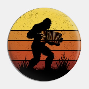 Bigfoot Sasquatch Playing Accordion Vintage Music Lover Pin