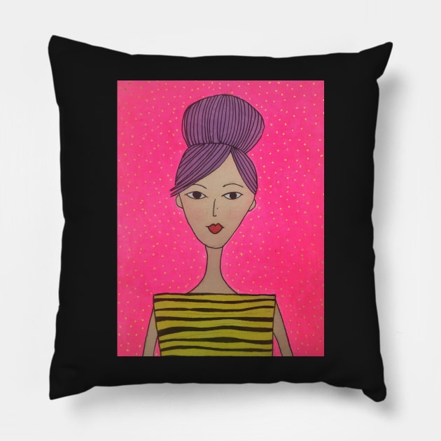 Purple hair don’t care Pillow by MyCraftyNell