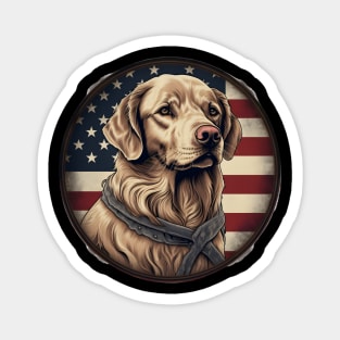 Patriotic Golden Retriever Magnet