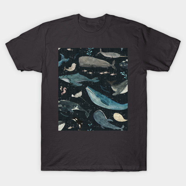 Whale song (charcoal) - Whale - T-Shirt