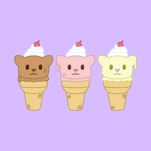 Ice cream cat trio by chibifox