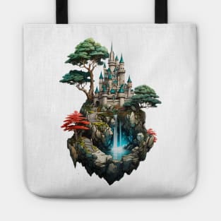 Fantasy Magical Castle at the top of a rocky crystal hill Tote