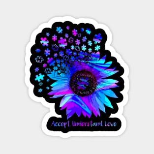 Understand accept autism sunflower autism mom awar Magnet