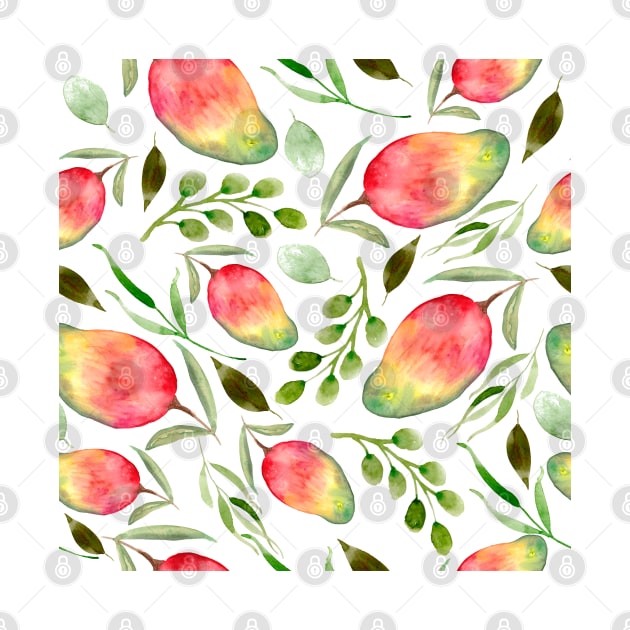 Mangoes and Greenery | Watercolor | Pattern by Harpleydesign