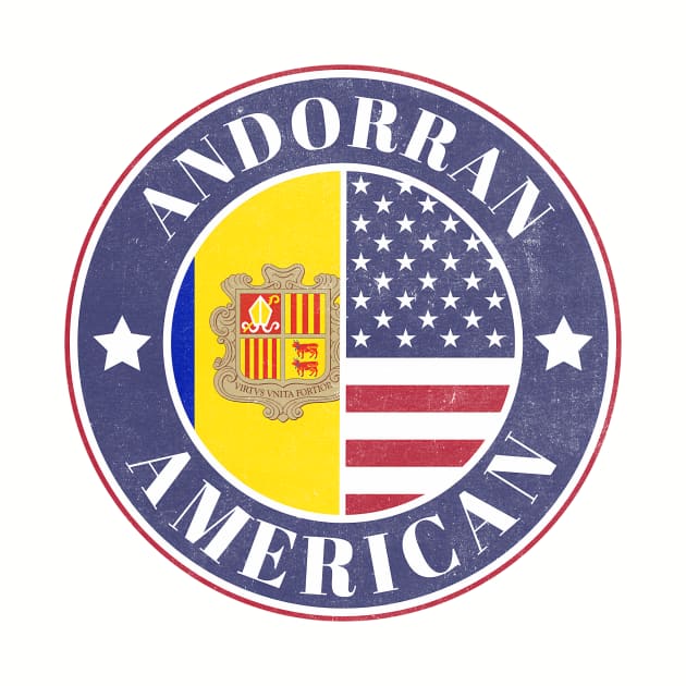 Proud Andorran-American Badge - Andorra Flag by Yesteeyear