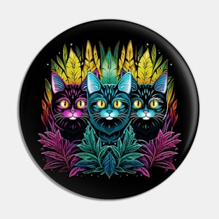 Bright new print, with two neon cats. Beautiful illustration. Pin