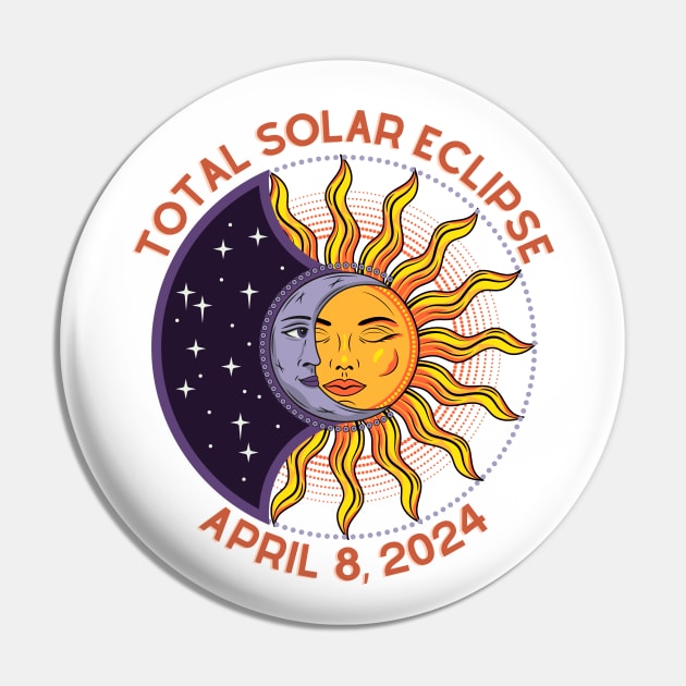 Total Solar Eclipse April 8, 2024 Celestial Sun Moon Pin by Little Duck Designs