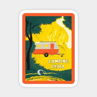 Vintage Caravan in Woodland Magnet