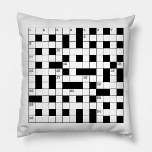 Retro Black White Crossword Puzzle Pattern Pillow