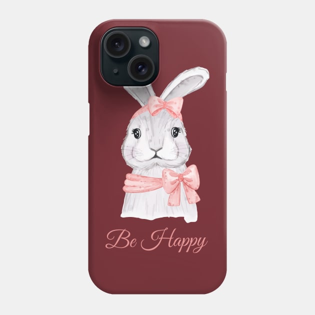 Rabbit Be Happy Phone Case by Mako Design 