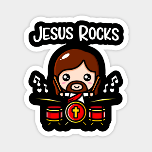 Jesus Rocks Cute Drummer Christian Band Magnet