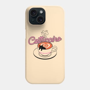 Cappuccino Black Cat in beige Phone Case
