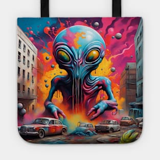 Alien Traffic Jam Splatter Tote