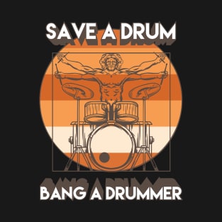 Retro Vintage Drum and Drums Design Drummer Drumming Band T-Shirt