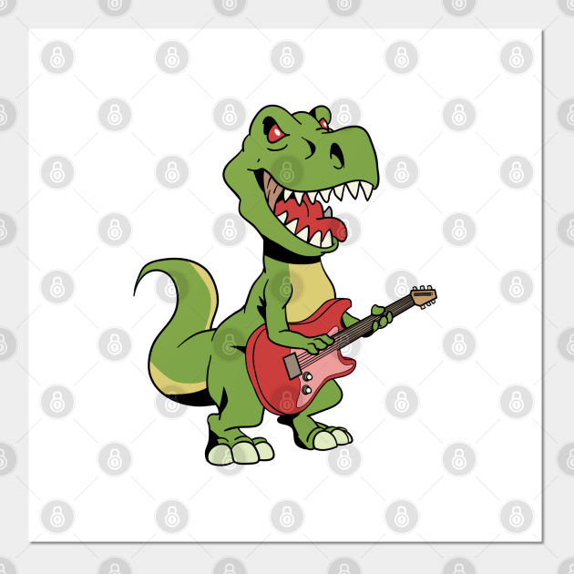 Cartoon TREX plays electric guitar - Guitar Player - Posters and Art Prints | TeePublic Cartoon TREX plays electric guitar - Guitar Player - Posters and Art Prints | TeePublic