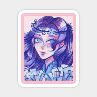 Pastel colors anime girl with flower crown Magnet