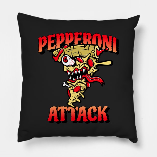 Pepperoni Attack Design Pillow by ArtPace