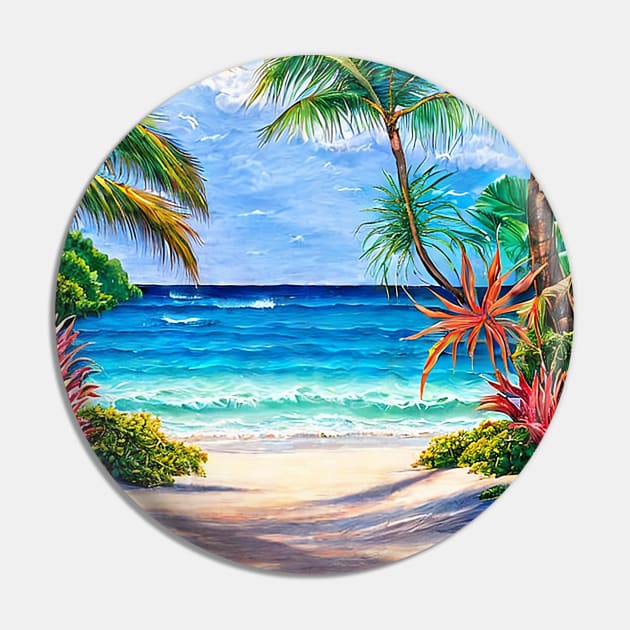 Summer Tropical Ocean Landscape Pin by AussieMumaArt