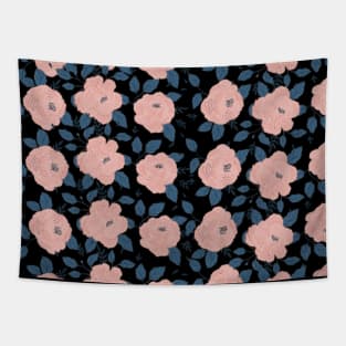 Pretty pink rose pattern Blck Tapestry