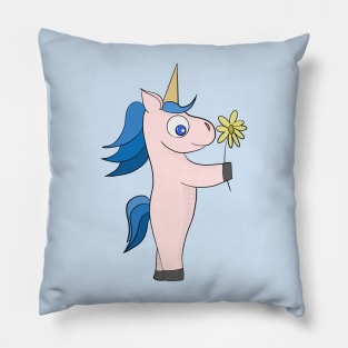 Unicorn offering a flower Pillow