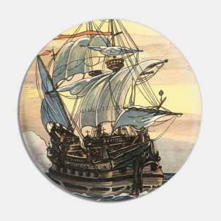 Pirate Ship Sailing on the Ocean Pin