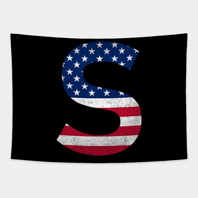 Vintage Letter S Capital Alphabet S American Flag Tapestry by Shariss