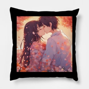 Anime couple sharing an intimate moment Pillow