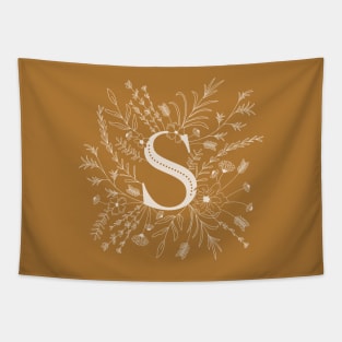 Botanical Letter S (Mustard Yellow) Tapestry