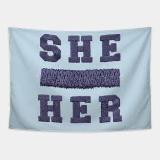 Pronouns She Her Knit LGBT Tapestry