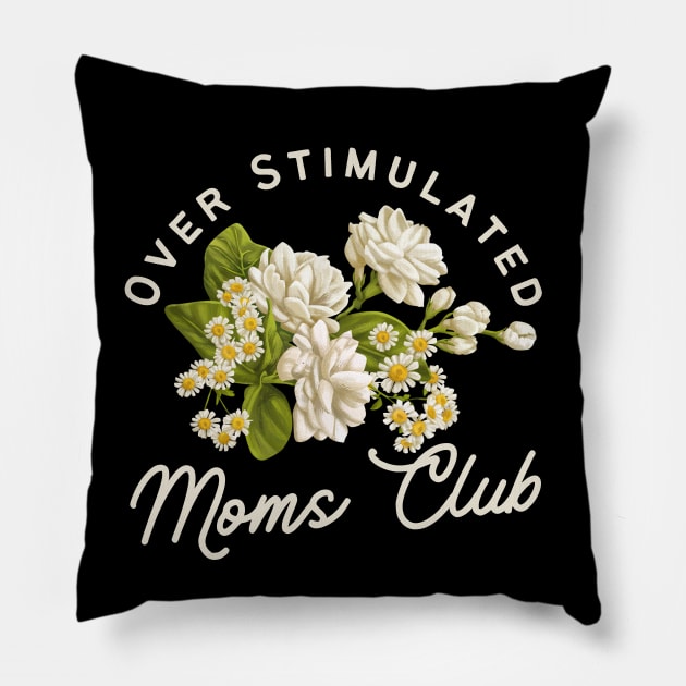 Overstimulated Mom's Club Daisies White Floral Pillow by AddiBettDesigns