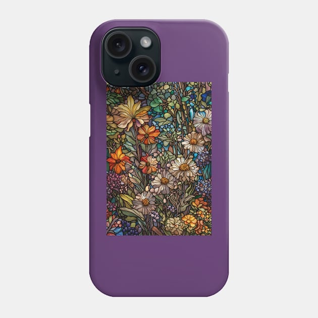 Stained Glass Colorful Wildflowers Phone Case by Chance Two Designs