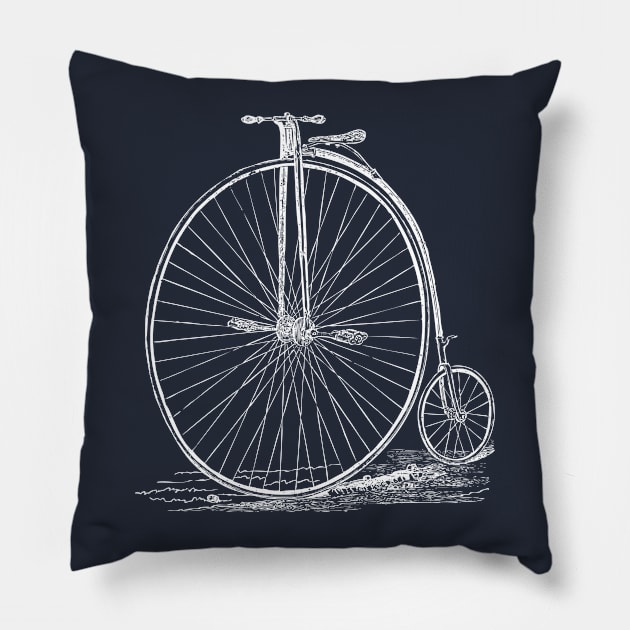 Old Retro Bicycle White Pillow by Urbanic