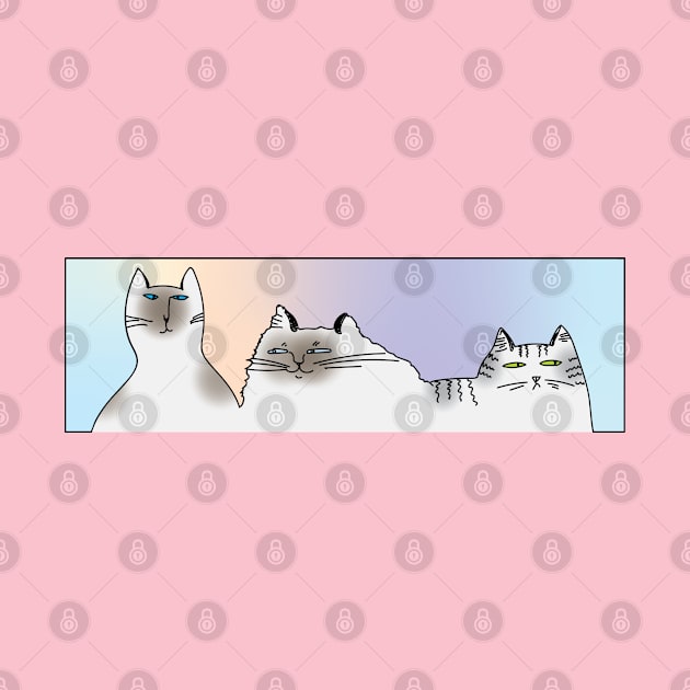 Trio of cats, illustration by HelenDBVickers