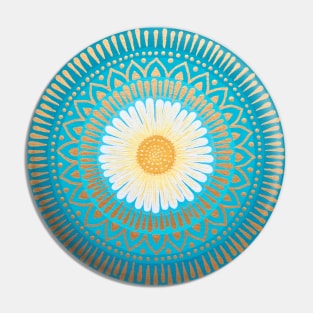 Teal and Gold Mandala Pin