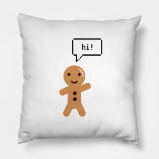 Mini Cute Gingerbread Man Saying Hi Pillow