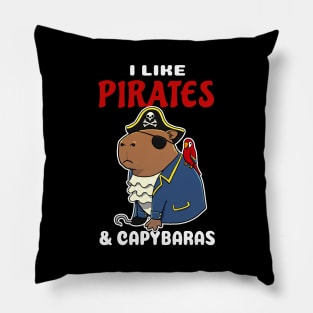 I Like Pirates and Capybaras Cartoon Pillow