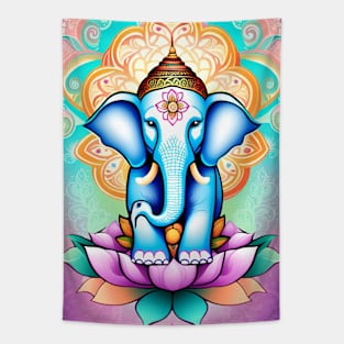 Ganesh sitting on a lotus flower Tapestry